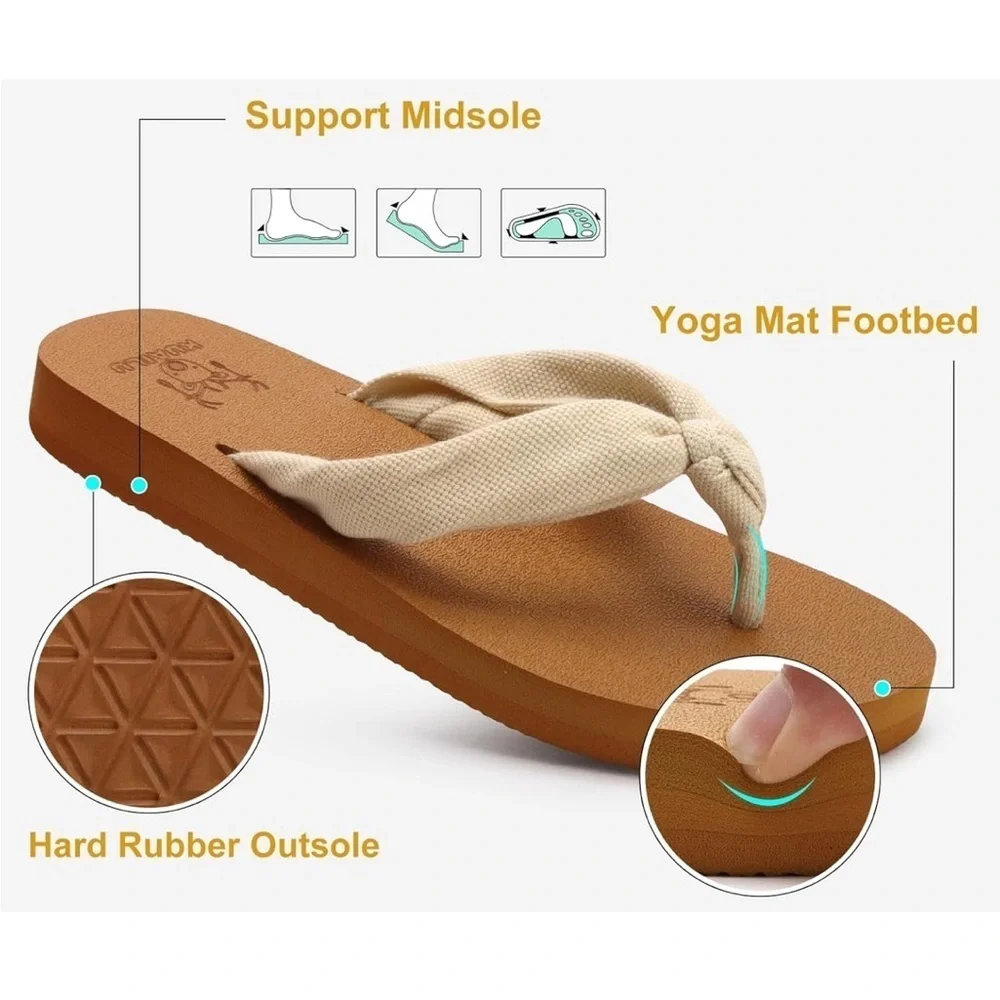KuaiLu Flip Flops for Women with‎ Arch Support Yoga Mat Comfortable Beach 8 NWT